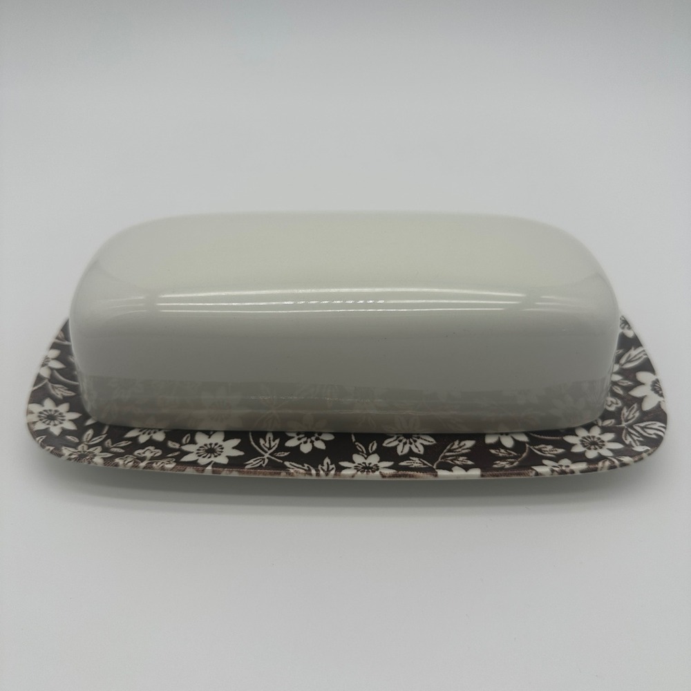 Johnson Brothers Country Cupboard Chintz Brown Butter Dish Ironstone England